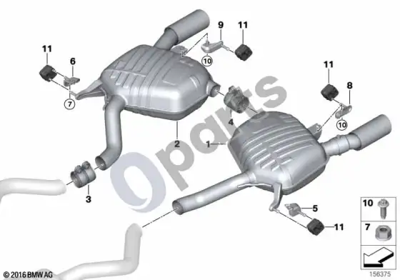 BMW 3 E92 E93 galinis duslintuvas – schema