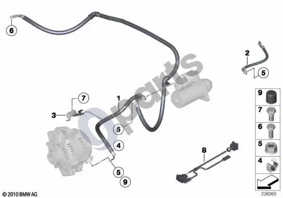 BMW 3 E92 E93 kabelis, starteris (E92 LCI 335XI) – schema