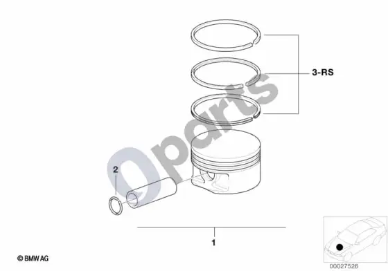 BMW 3 E92 E93 alkūninis velenas, stūmokliai (E92 LCI M3, E92 M3, E93 M3) – schema