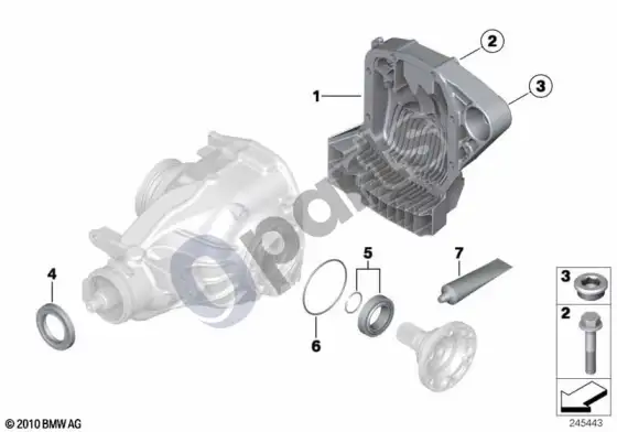 BMW 3 E92 E93 galinės pavaros tarpiklių komplektas (E92 LCI M3, E92 M3, E93 M3) – schema
