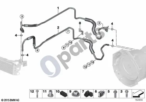 BMW 3 E92 E93 pavarų dėžės alyvos aušintuvo vamzdis – schema