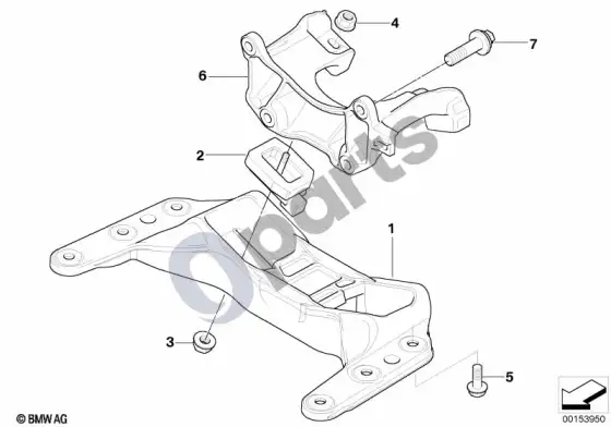 BMW 3 E92 E93 pavarų dėžės tvirtinimas (E92 LCI M3, E92 M3, E93 M3) – schema