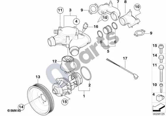 BMW 3 E92 E93 vandens siurblys - termostatas (E92 LCI M3, E92 M3, E93 M3) – schema