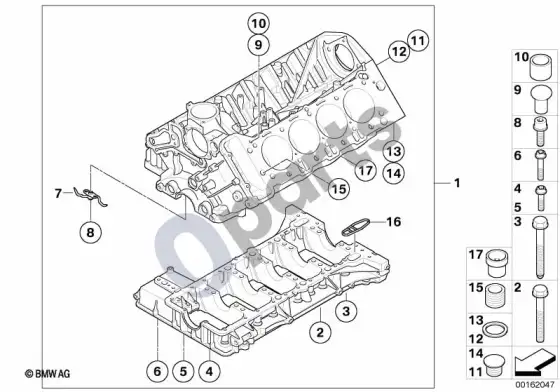 BMW 3 E92 E93 variklio blokas (E92 LCI M3, E92 M3, E93 M3) – schema