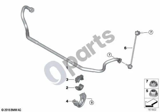 BMW 3 E92 E93 priekinis stabilizatorius (E92 LCI M3, E92 M3) – schema