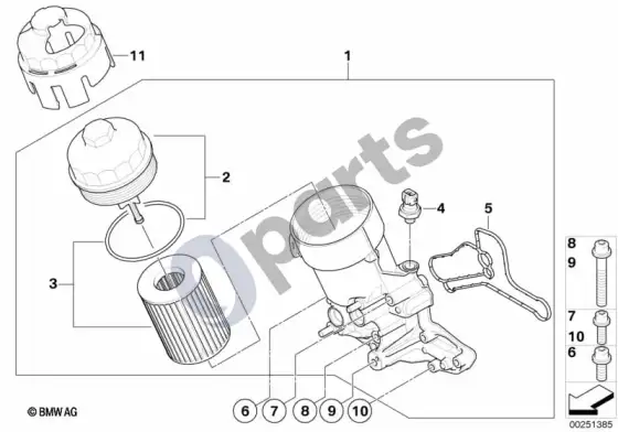 BMW 3 E92 E93 tepimo sistema – alyvos filtras (E92 M3, E93 M3) – schema