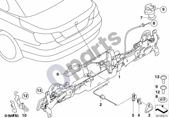 BMW 3 E92 E93 bagažinės dangtis / uždarymo sistema (E93 320D) – schema