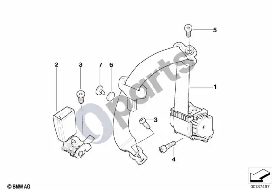 BMW 3 E92 E93 galinis saugos diržas (E93 320D) – schema