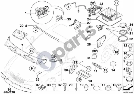 BMW 3 E92 E93 įvairios kėbulo dalys (E93 320D) – schema