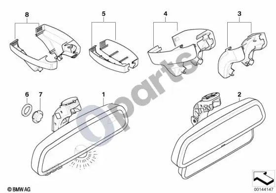BMW 3 E92 E93 salono veidrodėlis (E93 320D) – schema