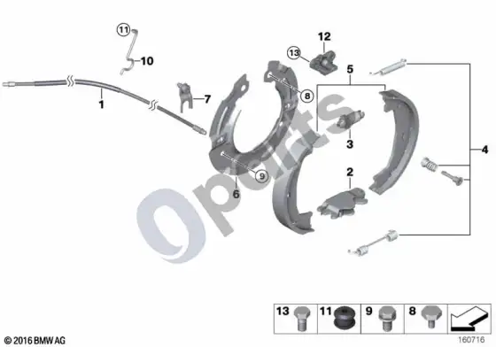 BMW 3 E92 E93 stovėjimo stabdys / stabdžių kaladėlės (E93 320D) – schema