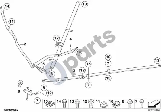 BMW 3 E92 E93 sustiprinimas, kėbulas (E93 320D) – schema