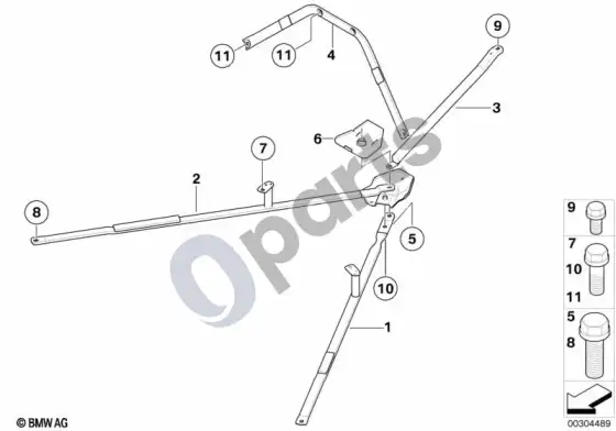 BMW 3 E92 E93 sustiprinimas, kėbulas (E93 320D) – schema