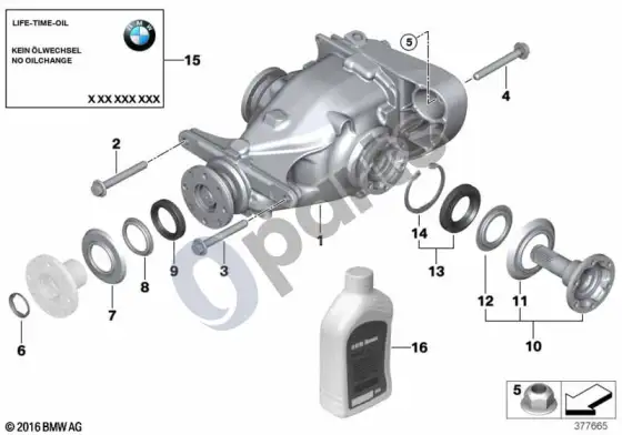 BMW 3 E92 E93 diferencialo pavara / išėjimas (E93 325IN53) – schema