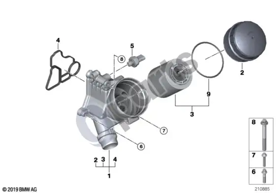 BMW 3 E92 E93 tepimo sistema – alyvos filtras (E93 328I) – schema