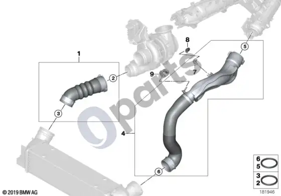 BMW 3 E92 E93 įsiurbimo kolektorius – pripūtimo oro kanalas / EGR (E93 330DN57) – schema