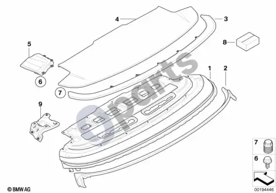 BMW 3 E92 E93 sulankstomo stogo skyriaus dangtis – schema