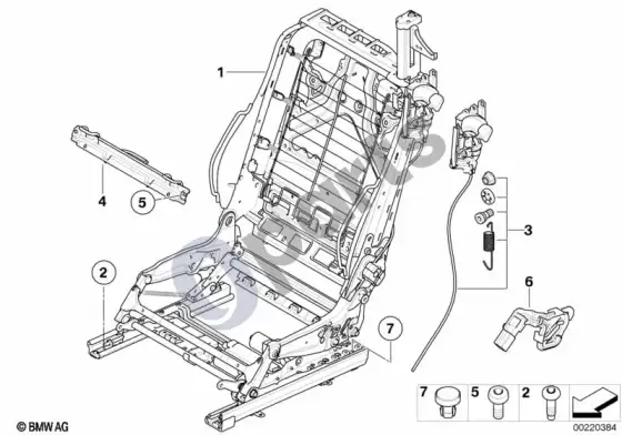 BMW 3 E92 E93 priekinės sėdynės atlošo rėmas – schema