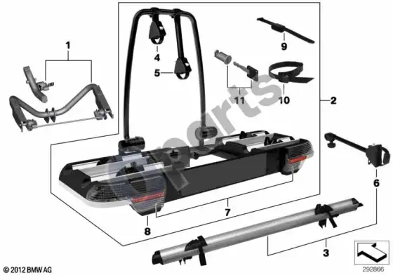 BMW 3 E92 E93 galinis dviračių laikiklis click-on – schema