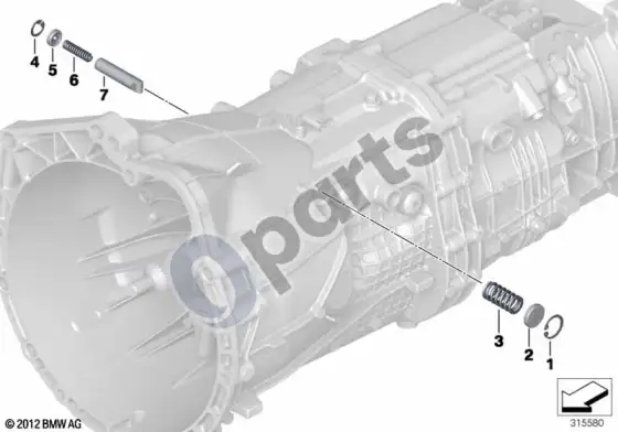 BMW 3 E92 E93 GS6X45BZ/DZ pavarų perjungimo dalys – schema