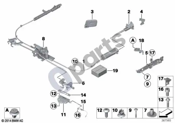 BMW 3 E92 E93 hardtop, retractable, catches – schema