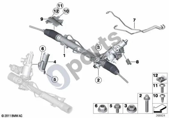 BMW 3 E92 E93 hidraulinė vairo pavara – aktyvusis vairas – schema