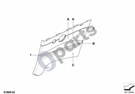 BMW 3 E92 E93 indi. side trim panel, part leather, LC; 2007.09 - ... – schema
