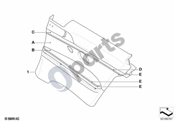 BMW 3 E92 E93 individual šoninė apdailos plokštė, dalinė oda; 2007.07 - ... – schema