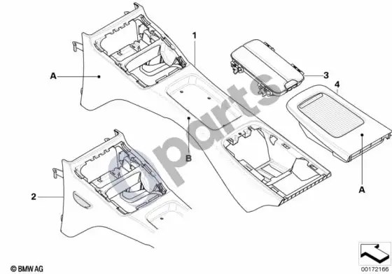 BMW 3 E92 E93 individual console, rear; 2006.12 - ... – schema