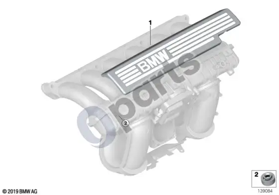 BMW 3 E92 E93 įsiurbimo kolektoriaus sistemos tvirtinimo detalės – schema