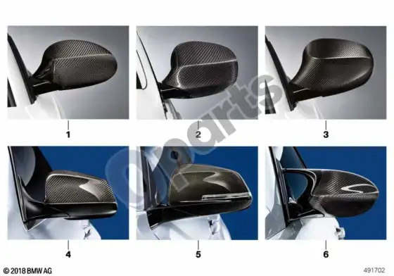 BMW 3 E92 E93 m performance išorinių veidrodėlių dangteliai – schema