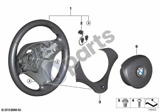 BMW 3 E92 E93 m sportinis vairas, oro pagalvė, oda – schema