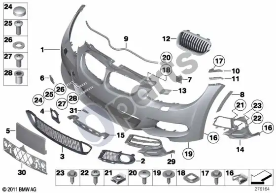 BMW 3 E92 E93 m trim panel, front; 2010.03 - ... – schema