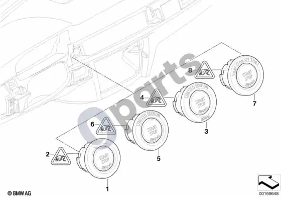 BMW 3 E92 E93 paleidimo / sustabdymo jungiklis – schema