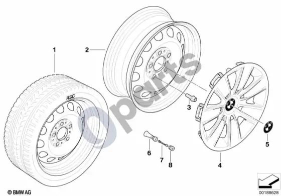BMW 3 E92 E93 plieninis ratlankis, stilius 12 – schema