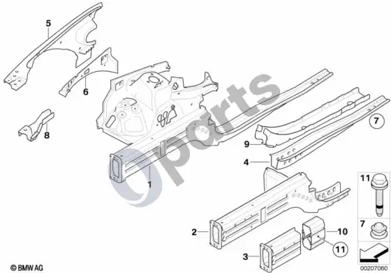 BMW 3 E92 E93 ratų arka/variklio atrama – schema