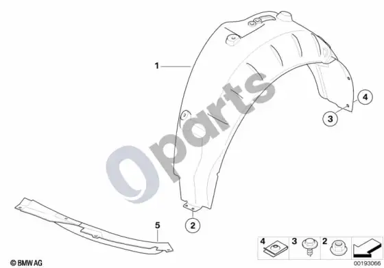 BMW 3 E92 E93 ratų arkos apdaila, galinė – schema