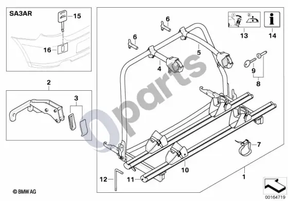 BMW 3 E92 E93 rear carrier, US – schema