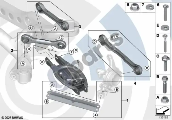 BMW 3 E92 E93 remonto komplektai, valdymo svirtys ir traukės – schema