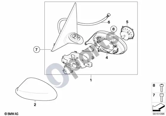 BMW 3 E92 E93 sulankstomas išorinis veidrodėlis; 2009.09 - ... – schema