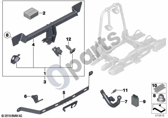 BMW 3 E92 E93 užspaudžiamas / vilkimo kablys ECE – schema