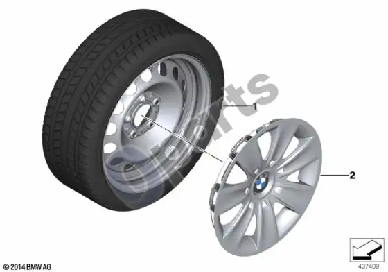 BMW 3 E92 E93 žieminis ratas su padanga, plieninis - 16" – schema