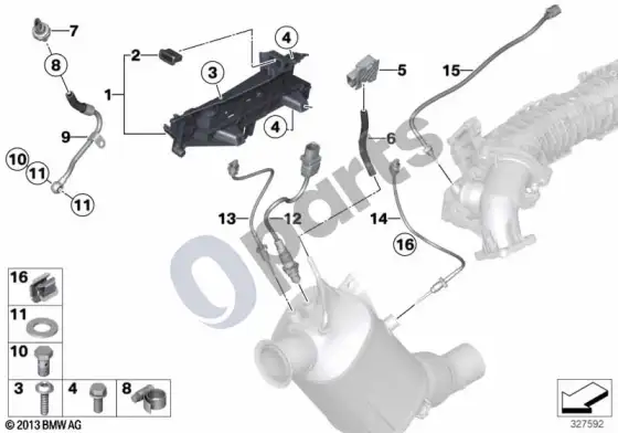 BMW 3 F30 F35 F31 suodžių filtras, jutiklių sistema (318D) – schema