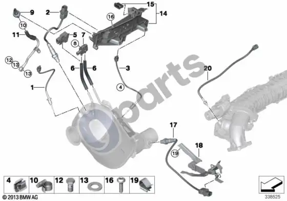 BMW 3 F30 F35 F31 suodžių filtras, jutiklių sistema (318DX) – schema