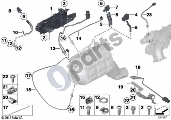 BMW 3 F30 F35 F31 suodžių filtras, jutiklių sistema (330DX, 330D) – schema
