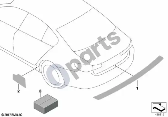 BMW 3 F30 F35 F31 bagažinės krašto apsauga – schema