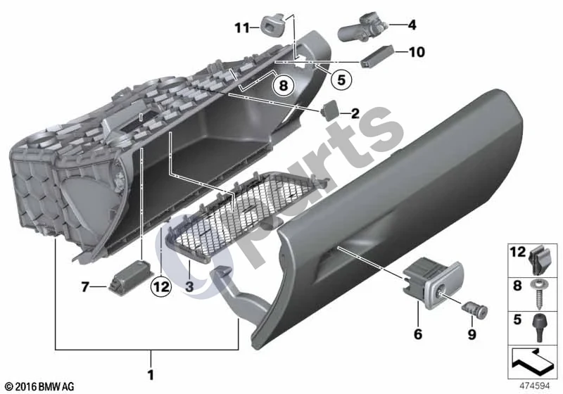 BMW 3 F30 F35 F31 (2012–2018) Daiktadėžė schema – pozicija 07: Salono apšvietimas (5W TRÜB)