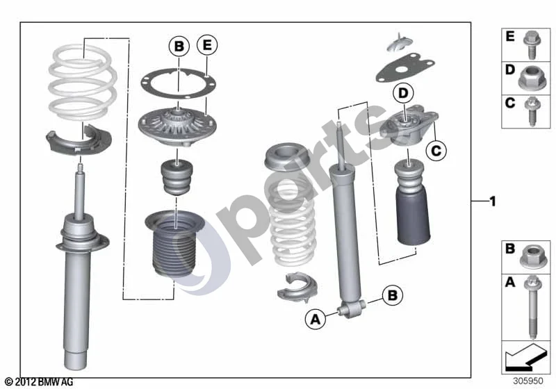 BMW 3 F30 F35 F31 (2012–2018) BMW M Performance pakaba (F30 LCI) schema – Galinis stabilizatorius (D=13MM)