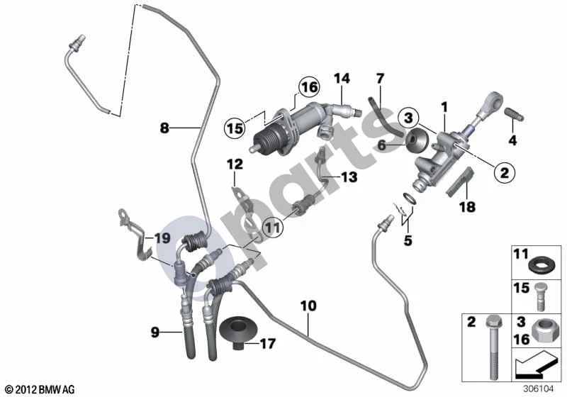 BMW 3 F30 F35 F31 (2012–2018) Sankabos valdymas (F30 LCI) schema – pozicija 13: Jungiamoji linija