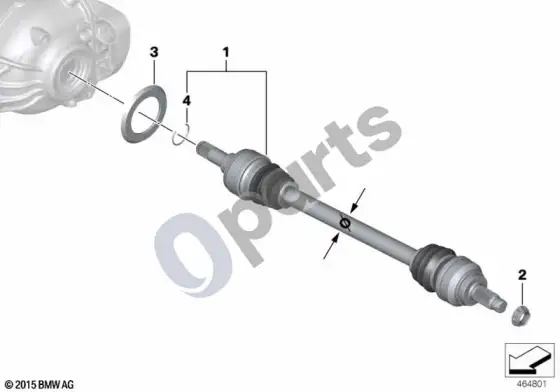 BMW 3 F30 F35 F31 išėjimo velenas – schema